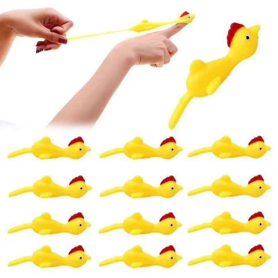 Catapult Tricky Fun Toy Catapult Chicken TPR Soft Material Launch New Exotic Sticky Wall Chicken 12 Pcs - Image 2