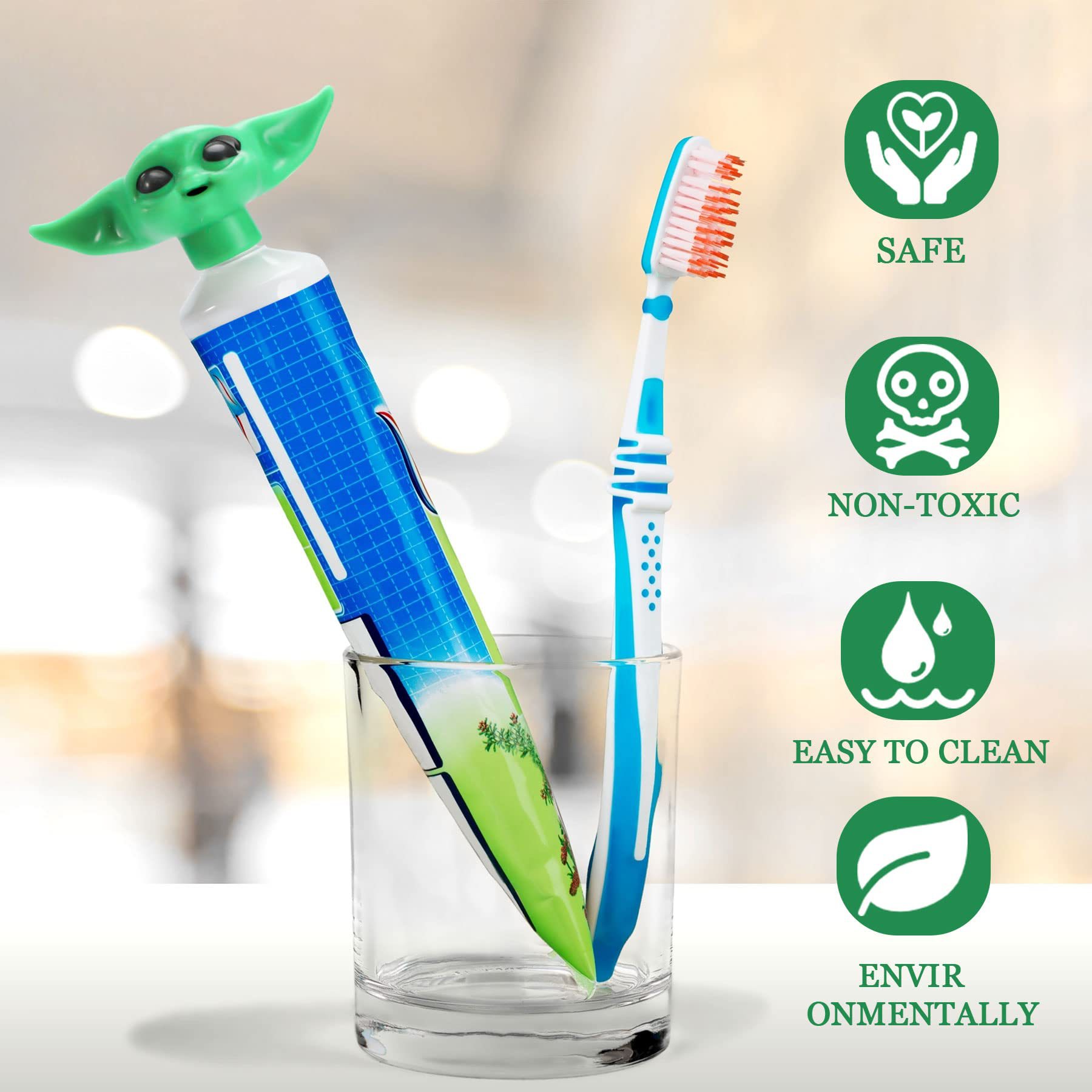 Squeeze Toothpaste, Style Star Wars Baby Yoda Anime Figure Toys Funny Toy Yoda Model Bathroom Supplies Kids Gift