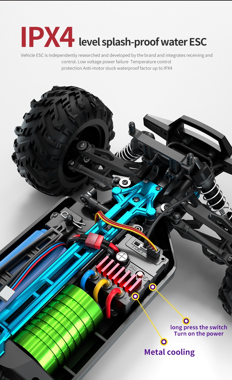 Drift Monster Truck High Speed 70KM/H Or 50KM/H 4WD RC Car With LED Remote Control Cars vs Wltoys Toys