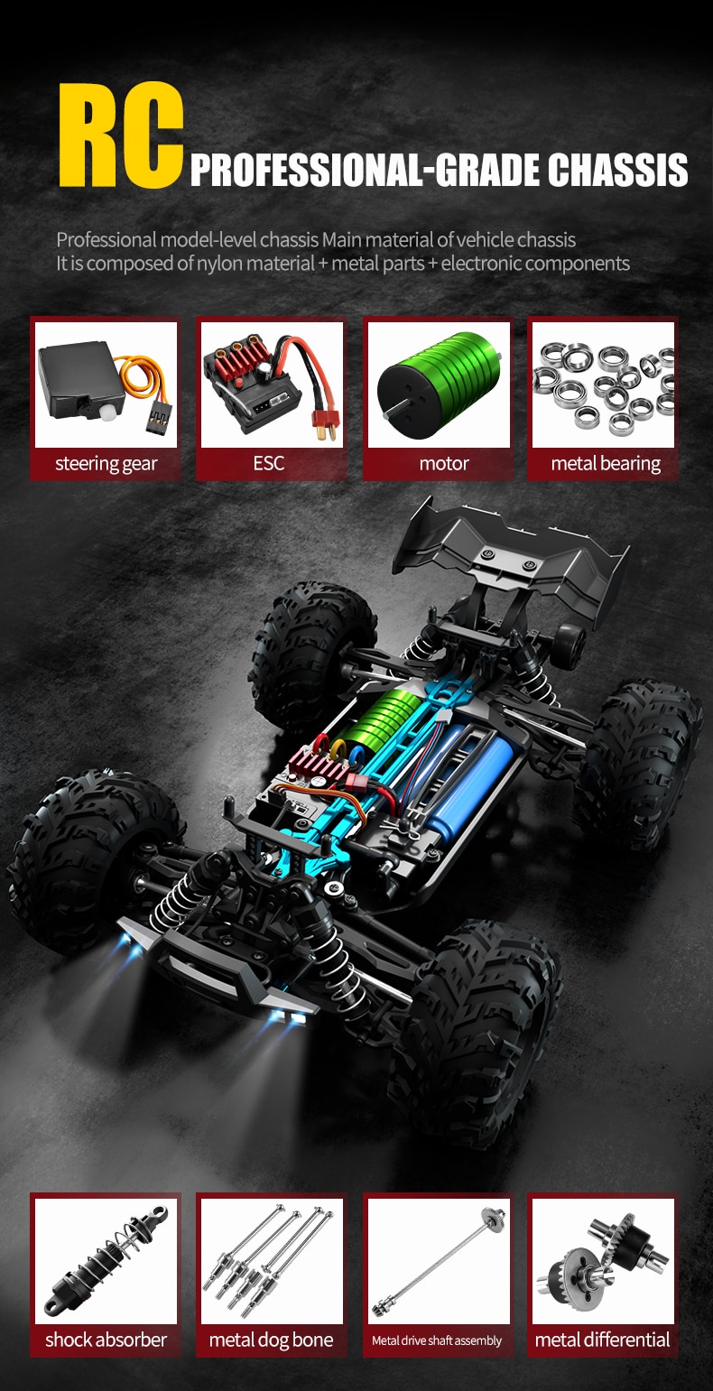 Drift Monster Truck High Speed 70KM/H Or 50KM/H 4WD RC Car With LED Remote Control Cars vs Wltoys Toys