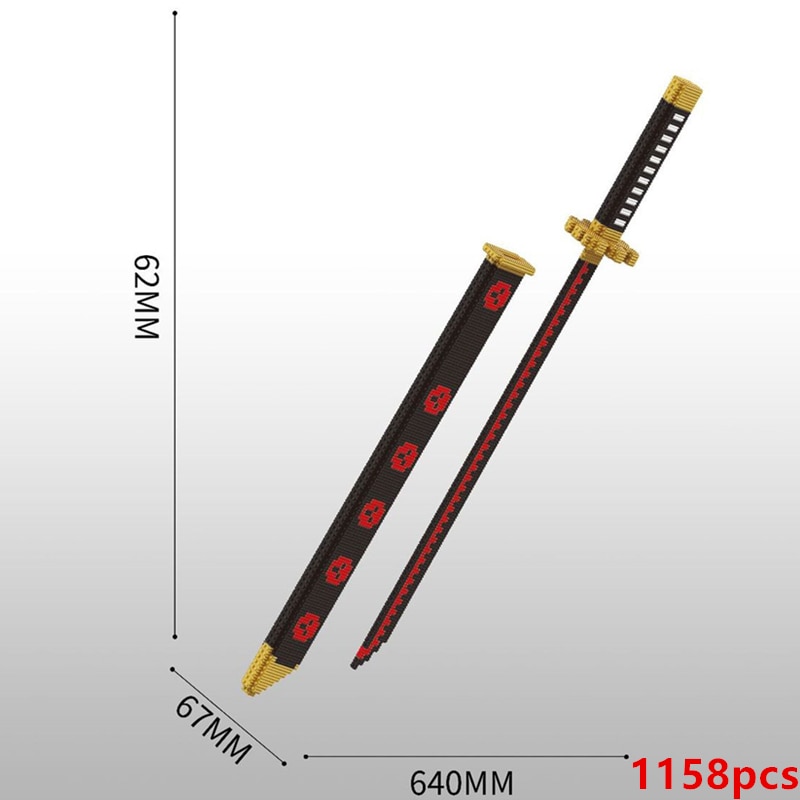 Demon Slayer Zenitsu Sword Katana Building Blocks Model Assembly Insert Small Particles Gift Toys