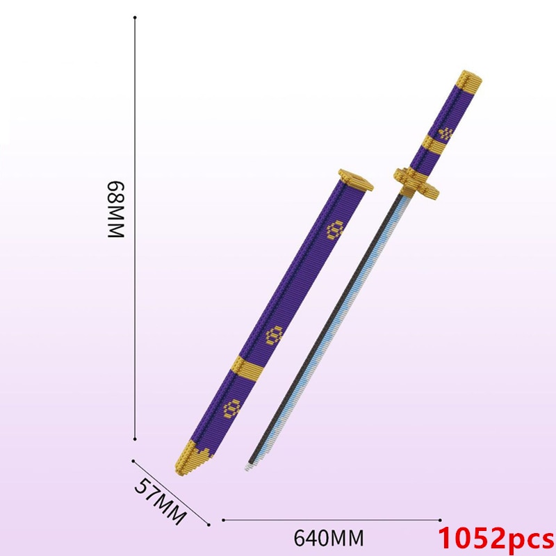 Demon Slayer Zenitsu Sword Katana Building Blocks Model Assembly Insert Small Particles Gift Toys