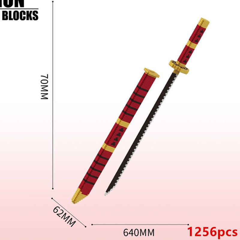 Demon Slayer Zenitsu Sword Katana Building Blocks Model Assembly Insert Small Particles Gift Toys
