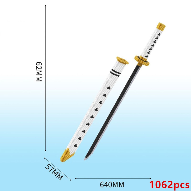 Demon Slayer Zenitsu Sword Katana Building Blocks Model Assembly Insert Small Particles Gift Toys