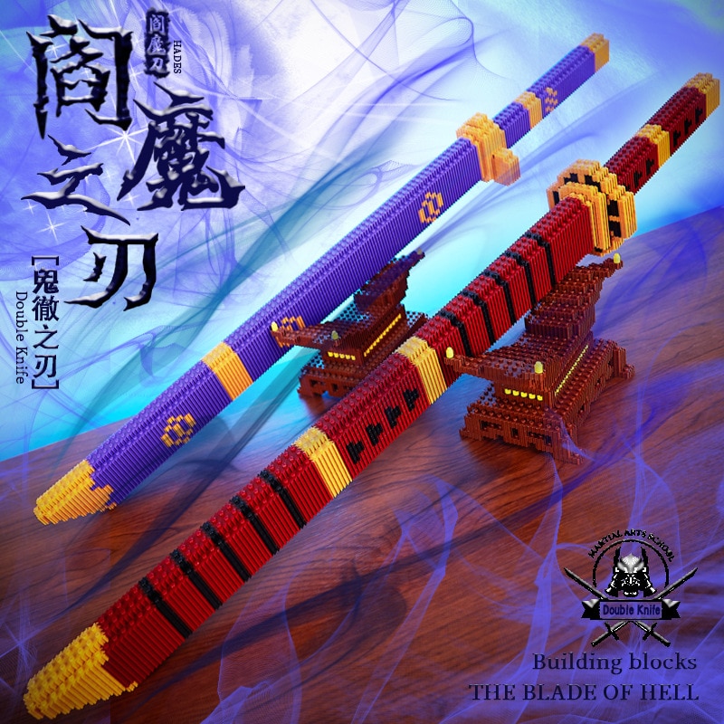 Demon Slayer Zenitsu Sword Katana Building Blocks Model Assembly Insert Small Particles Gift Toys