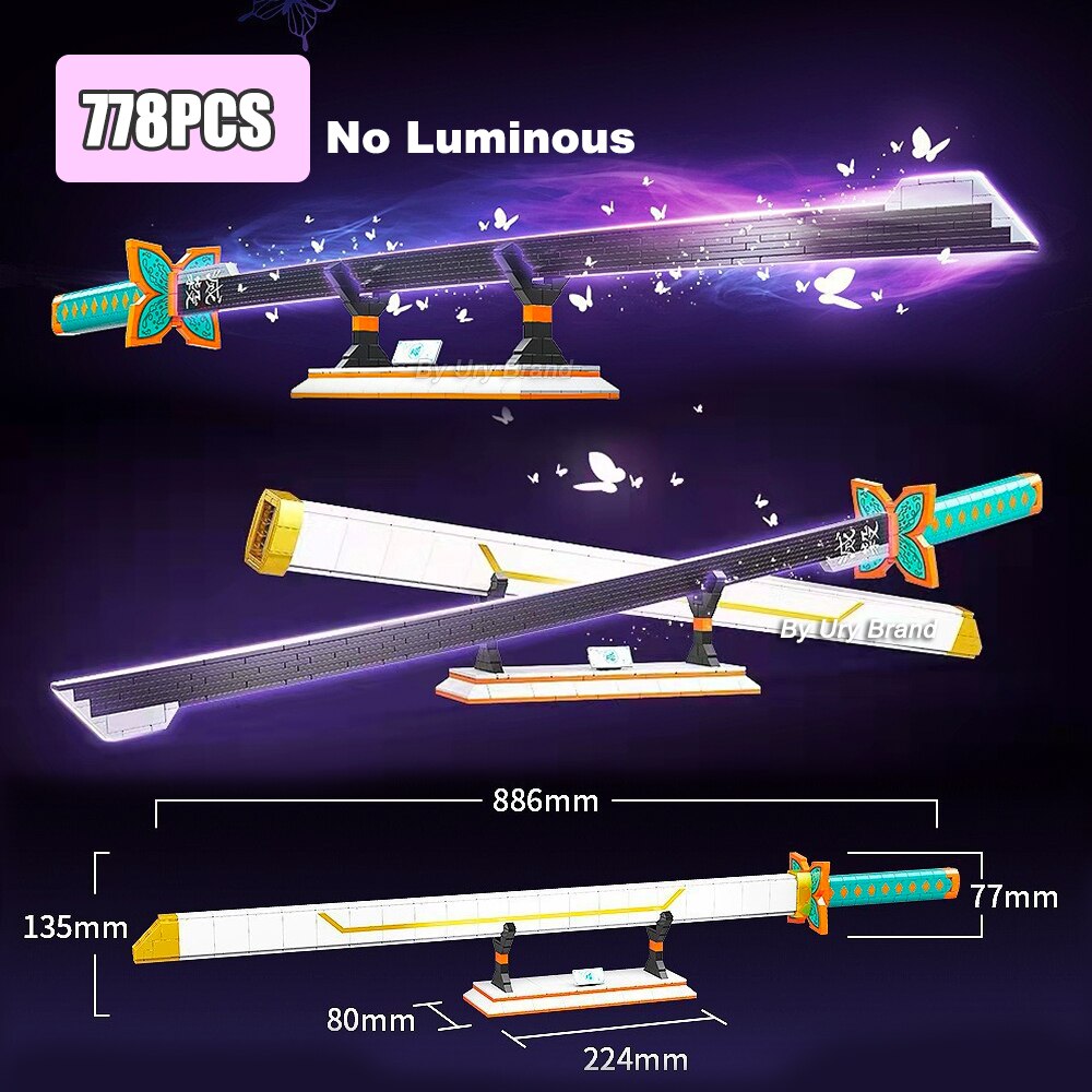 Anime Demon Slayer Samurai Sword Katana Butterfly Nichirin Knife Ananta Weapon Building Blocks Toy Set Gift