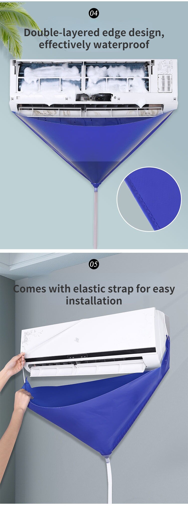 Cover Set Air Conditioner Cleaning Waterproof Wall-mounted Split Air Conditioner with Drain Cleaning Set Tools