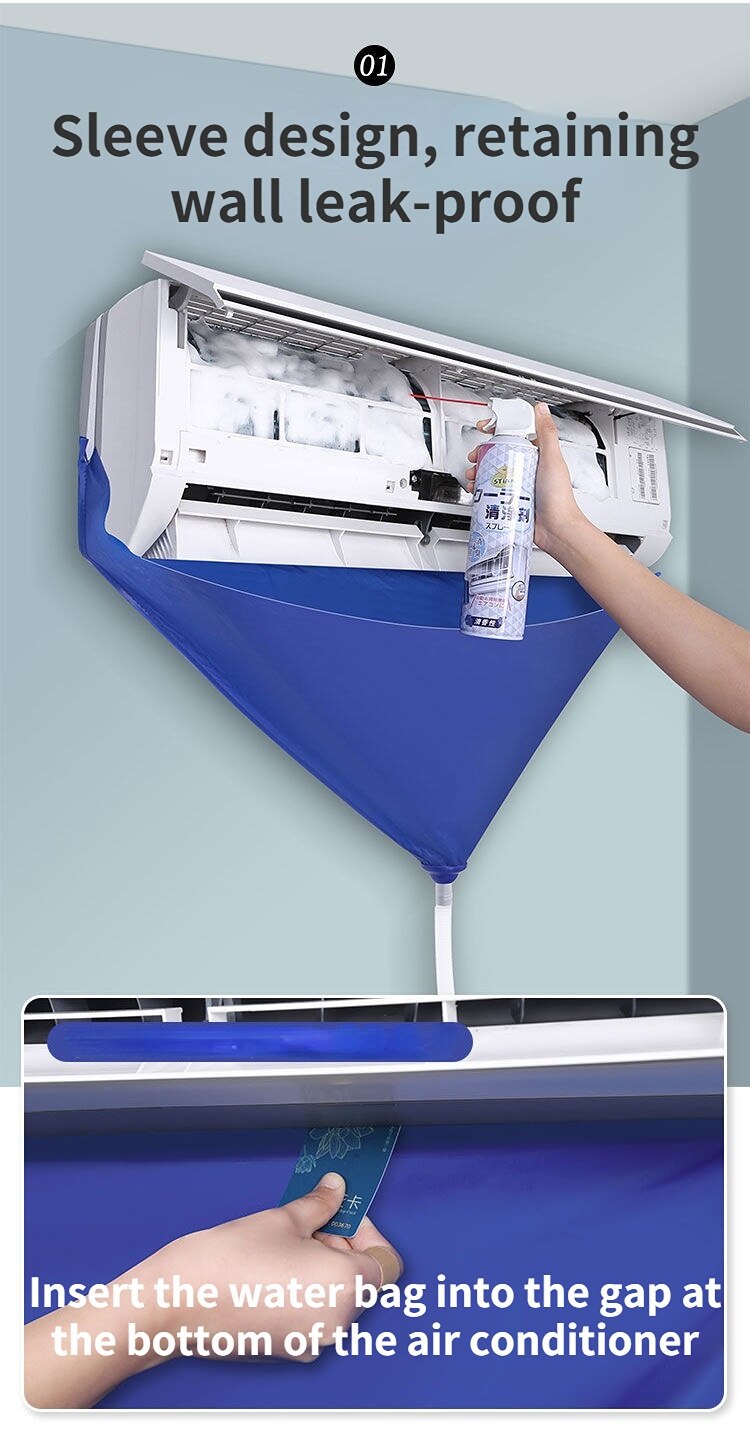 Cover Set Air Conditioner Cleaning Waterproof Wall-mounted Split Air Conditioner with Drain Cleaning Set Tools