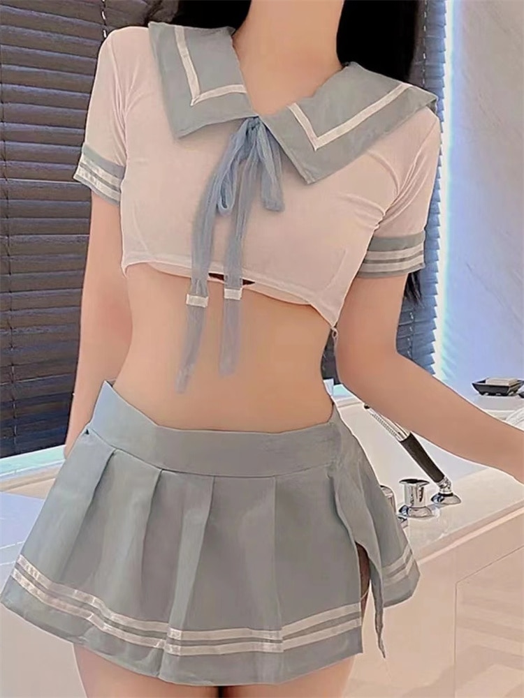 School Girl Japanese Costumes Cosplay Lingerie Student Erotic Uniform With Miniskirt Cheerleader Outfit Lolita