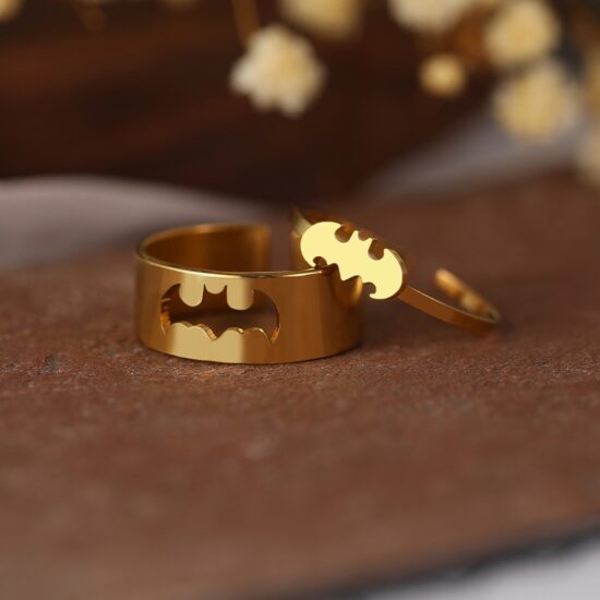 Bat Rings Fashion Gothic Stainless Steel Adjustable Couple Ring Gift 2Pcs/set - Image 2