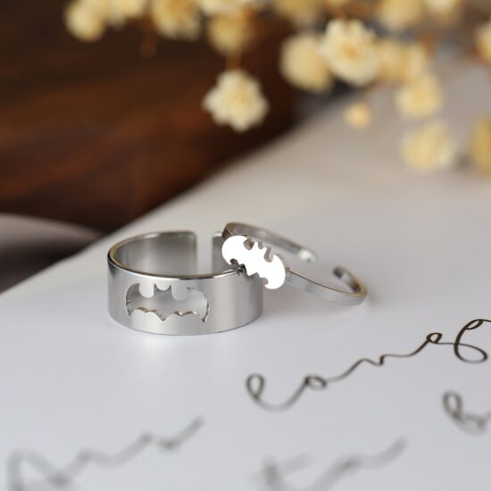 Bat Rings Fashion Gothic Stainless Steel Adjustable Couple Ring Gift 2Pcs/set - Image 3