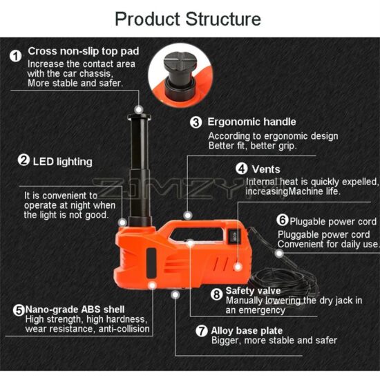 Lifting Car Jacks Hydraulic Air Inflatable 12V 5 Ton 150W Rated Power 13A Max Current Car Electric Tire - Image 2