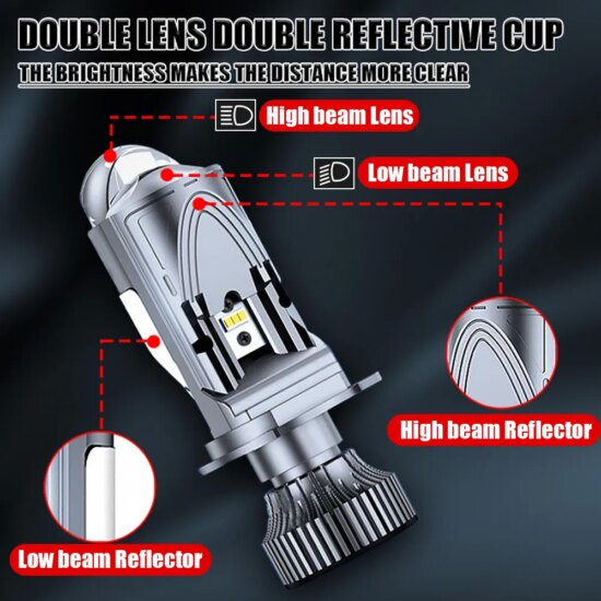 Headlight Bulb Kit Conversion High Beam Low Beam 200000LM 6000K With Turbo Fan Car Light Lamps - Image 4