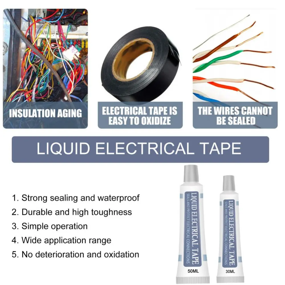 Insulation Glue Liquid Insulating Tape RepairGlue ElectricalWire Cable Coat Fix Line Glue Waterproof High Temperature Resistance