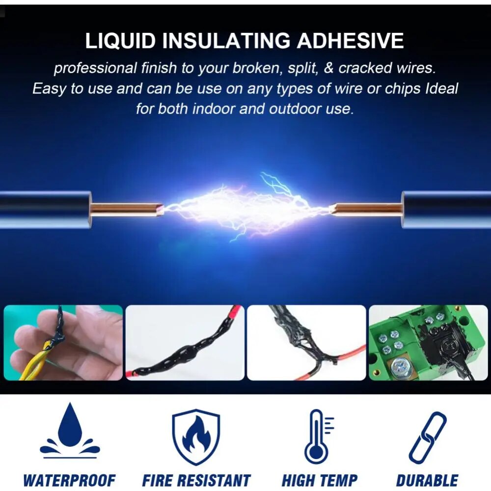 Insulation Glue Liquid Insulating Tape RepairGlue ElectricalWire Cable Coat Fix Line Glue Waterproof High Temperature Resistance