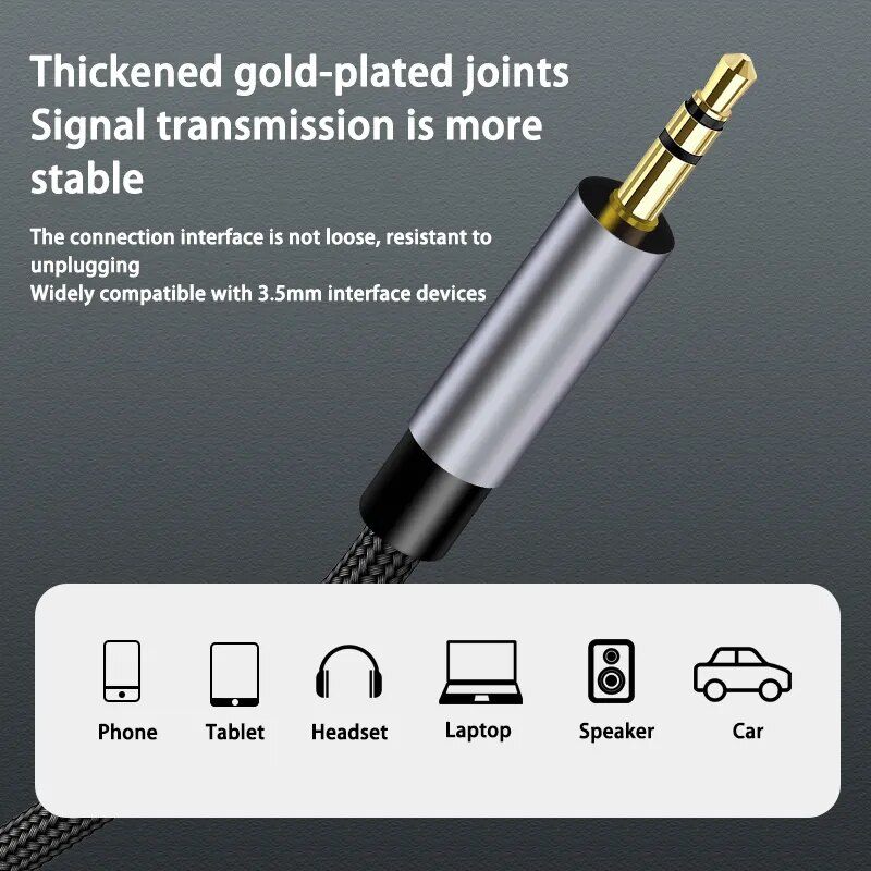 Type-C Converter Cable Type C to AUX Audio Extension Cord Car Speaker Headphone Adapter 3.5mm Jack