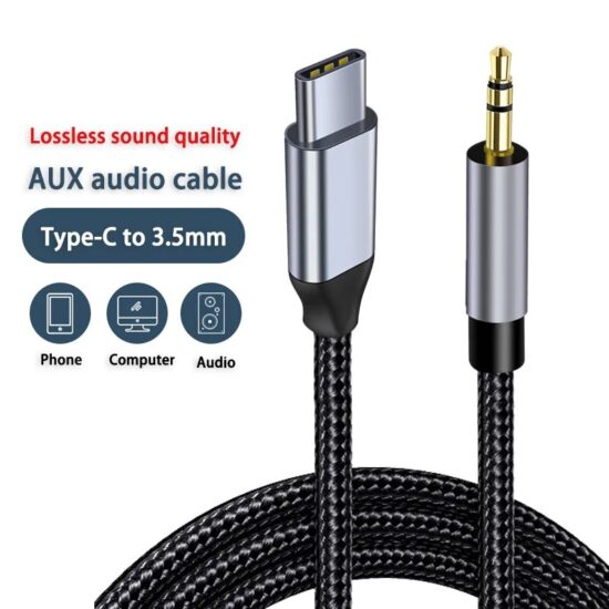 Type-C Converter Cable Type C to AUX Audio Extension Cord Car Speaker Headphone Adapter 3.5mm Jack