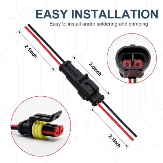 ⁦2Pin Connector Waterproof Male and Female Way 20AWG Wire Suitable for Car Truck Boat⁩ - الصورة ⁦4⁩