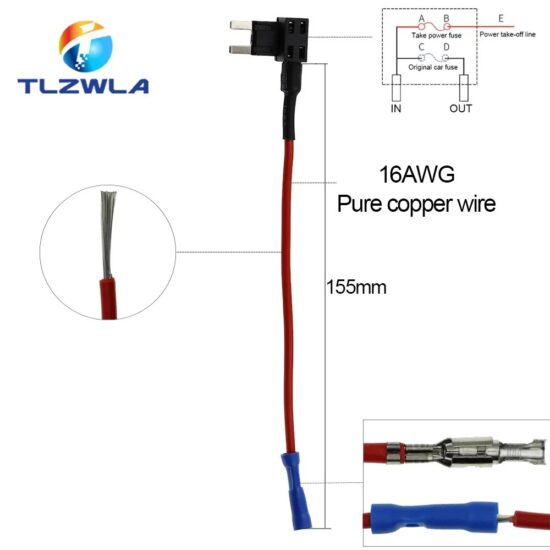 Car Fuse Holder Add-a-circuit TAP Adapter with 10A Micro Mini Standard ATM Blade Fuse 12V MINI SMALL MEDIUM Size - Image 2