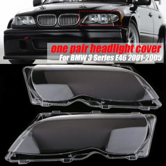 Headlight Light Lens Covers for BMW 3 Series E46-318i-320i-325i Sedan 2002-2005