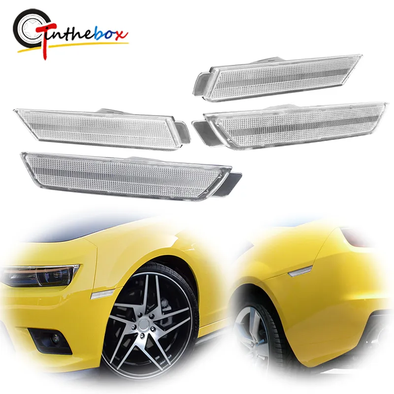 Lens Car Front & Rear Bumper Side Marker Light Covers Housings For 2010-2015 Chevrolet Camaro, 4PCS Lens Car Front & Rear Bumper Side Marker Light Covers Housings For 2010-2015 Chevrolet Camaro, 4PCS