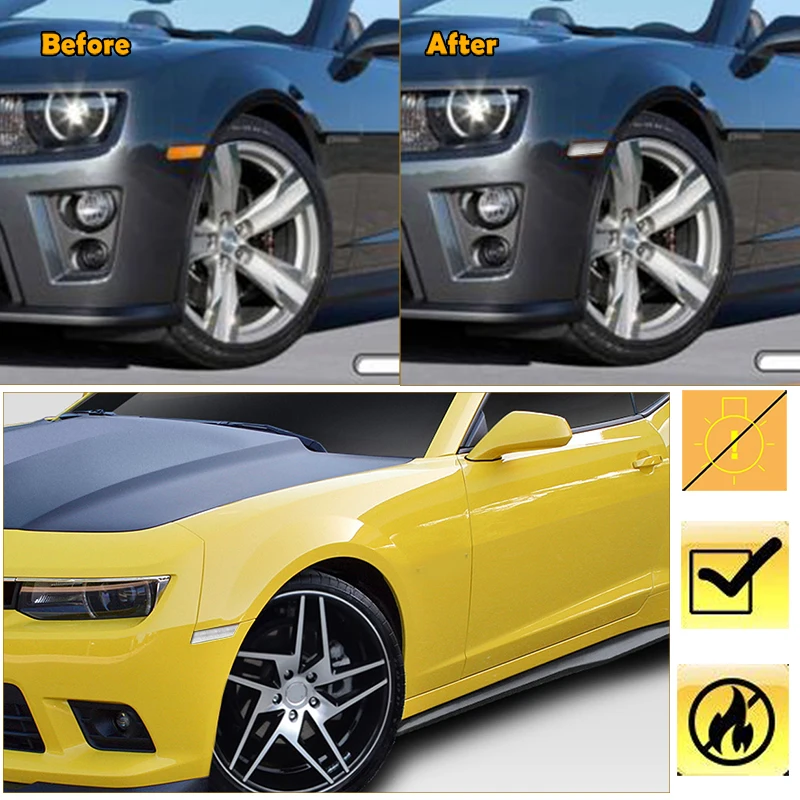 Lens Car Front & Rear Bumper Side Marker Light Covers Housings For 2010-2015 Chevrolet Camaro, 4PCS Lens Car Front & Rear Bumper Side Marker Light Covers Housings For 2010-2015 Chevrolet Camaro, 4PCS