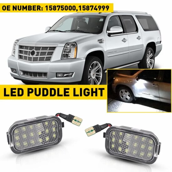 LED Under Side Mirror Puddle Light For Cadillac Escalade Chevrolet Avalanche Silverado Suburban Tahoe GMC Sierra Yukon 2pcs