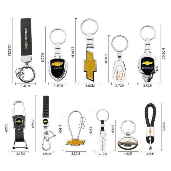 3D Logo Keyring Metal Car Keychain Leather Ring For Chevrolet - Image 2