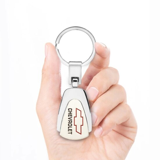 3D Logo Keyring Metal Car Keychain Leather Ring For Chevrolet - Image 4