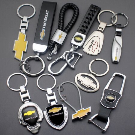3D Logo Keyring Metal Car Keychain Leather Ring For Chevrolet