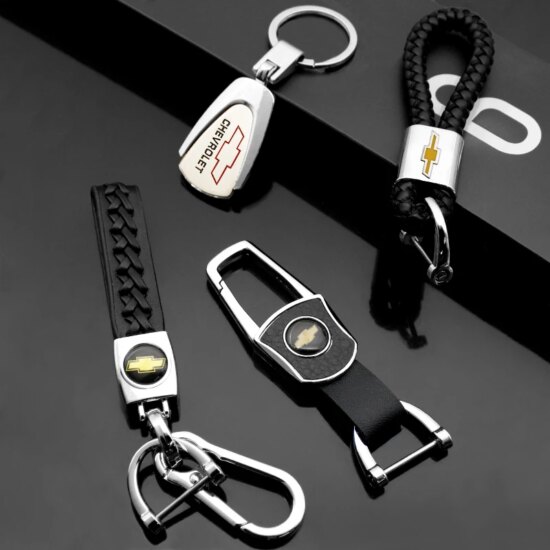 3D Logo Keyring Metal Car Keychain Leather Ring For Chevrolet - Image 3