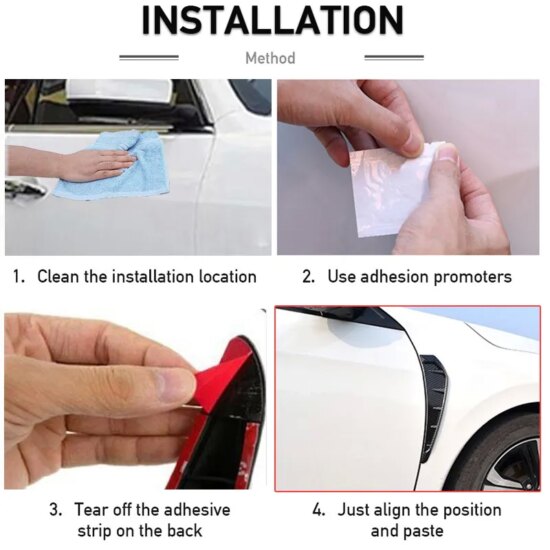 Car Shark Grille Air Flow Side Vent Exterior Grill Decoration For Honda Civic 2016 2017 2018 2019 ABS Plastic Carbon Fiber - Image 2