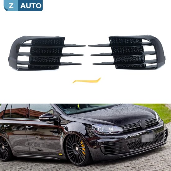 Front Bumper Fog Light Grille Cover Trim For VW Volkswagen Golf 6 MK6 VI GTI R R20 2008-2013 2Pcs