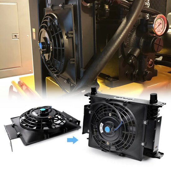 Universal 15 Rows 10AN Universal Engine Transmission Oil Cooler+7" Fixed Cooling Fan Kit - Image 2