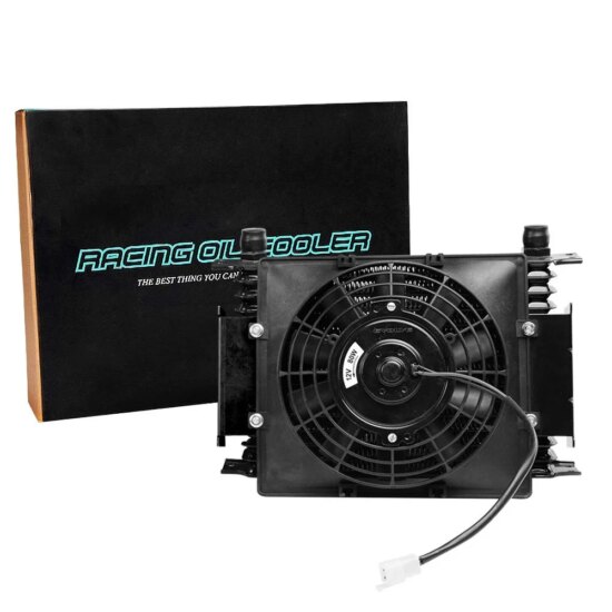 Universal 15 Rows 10AN Universal Engine Transmission Oil Cooler+7" Fixed Cooling Fan Kit - Image 4