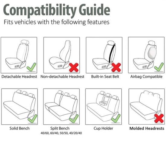 Car Seat Cover Set Breathable Full Surround Cover for Car Compatible with Airbag Fit 5-Seat PU Leather - Image 5