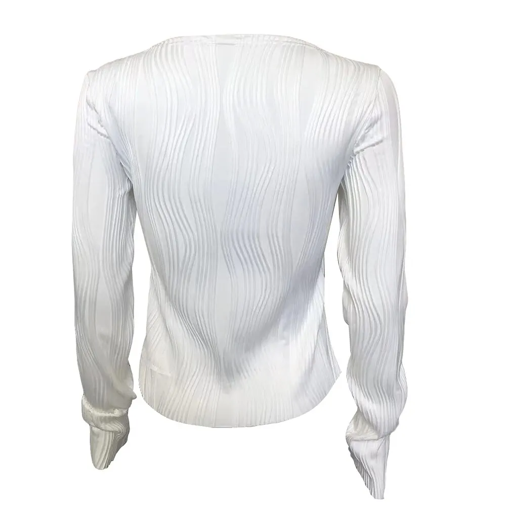 Blouse Lightweight Women Long Sleeve Simple Ruched Women Short Blouse Stretchy Trendy Bodycon
