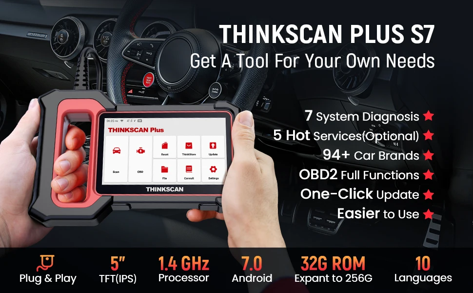 THINKCAR Thinkscan Plus S7 S6 S4 Obd2 Scanner Car Diagnostic Tools Automotivo Scanner Auto Diagnosis Tool Code Reader 28 Resets