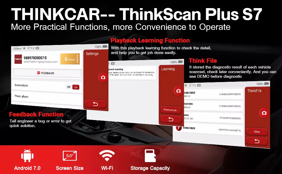 THINKCAR Thinkscan Plus S7 S6 S4 Obd2 Scanner Car Diagnostic Tools Automotivo Scanner Auto Diagnosis Tool Code Reader 28 Resets