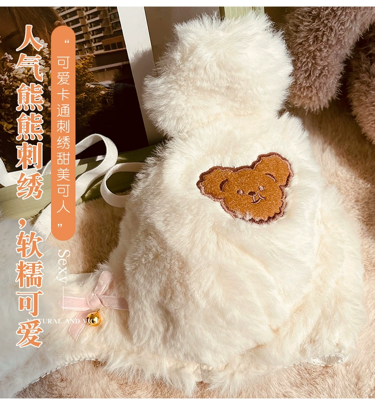 underwear bra set cute anime cartoon bear student plush steel ring bow tie bra panty set lingerie