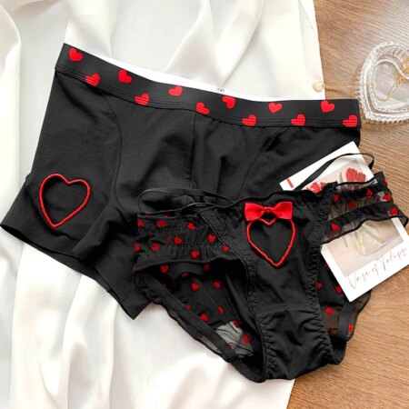 Heart Printed Underwear Low Waist Briefs Breathable Boxer Panties Lingerie