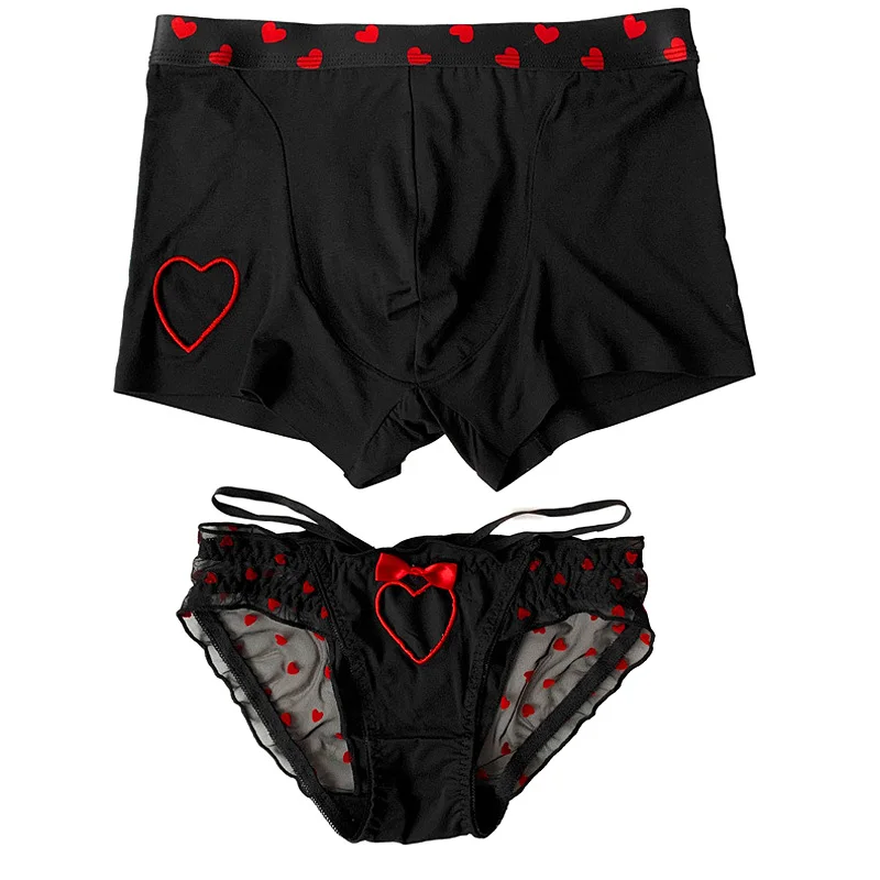 Heart Printed Underwear Low Waist Briefs Breathable Boxer Panties Lingerie