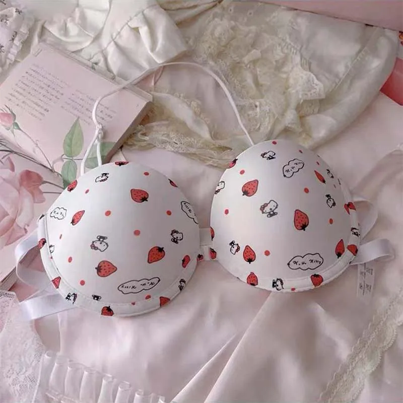 Sanrio Bra Set Hello Kitty Sweet Underwear Panties and Bra Set Comic Pure Desire Bra Girl Gift