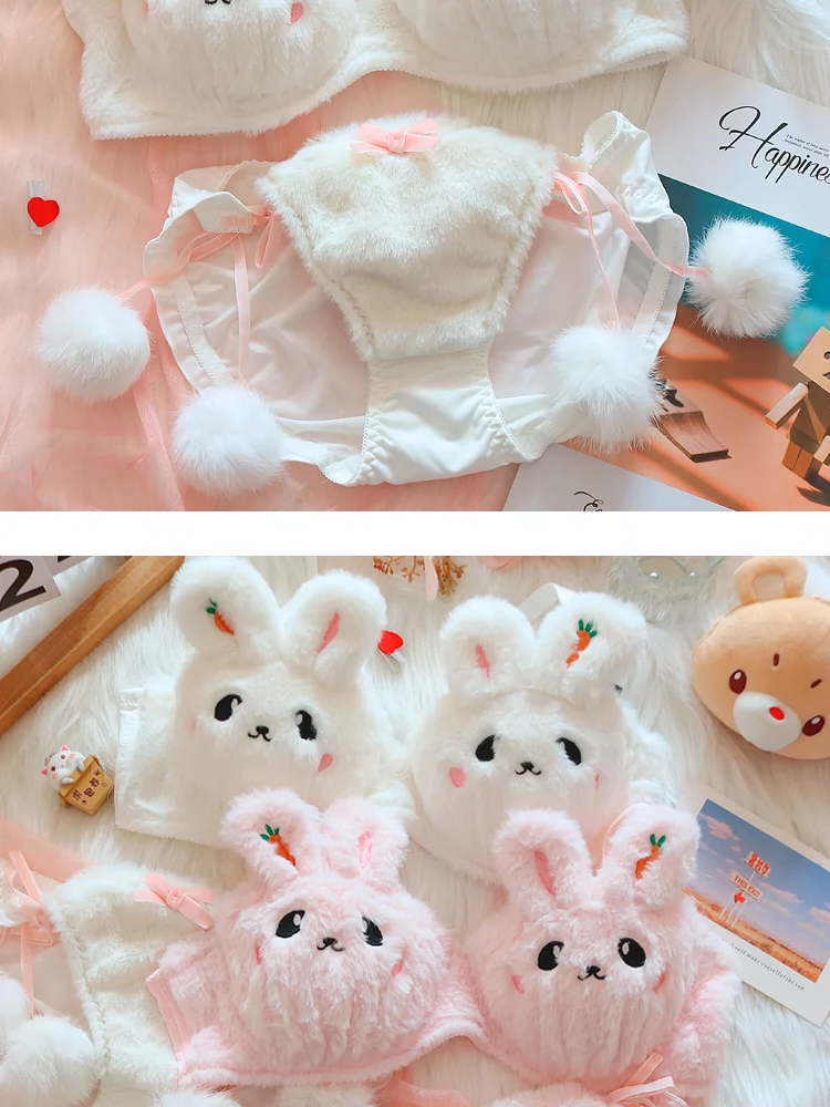 bra set underwear Japanese cute no steel ring push-up comfortable and warm lingerie underpants suit for women