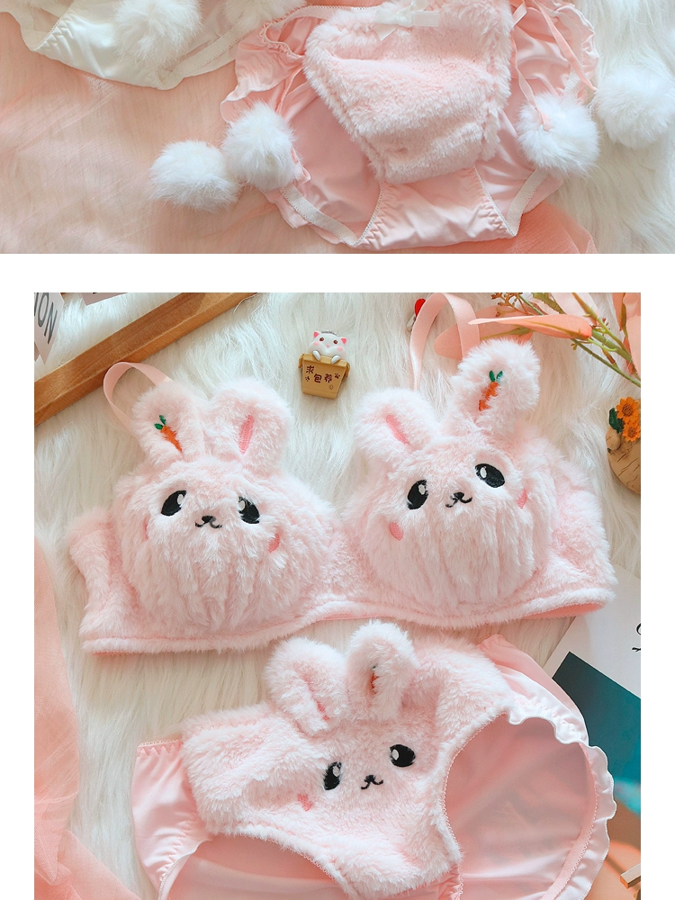 bra set underwear Japanese cute no steel ring push-up comfortable and warm lingerie underpants suit for women