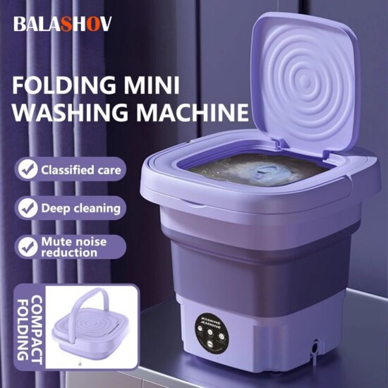Portable Small Foldable Washing Machine with Spin Dryer For Socks Underwear Panties 8L Mini Washing Machine