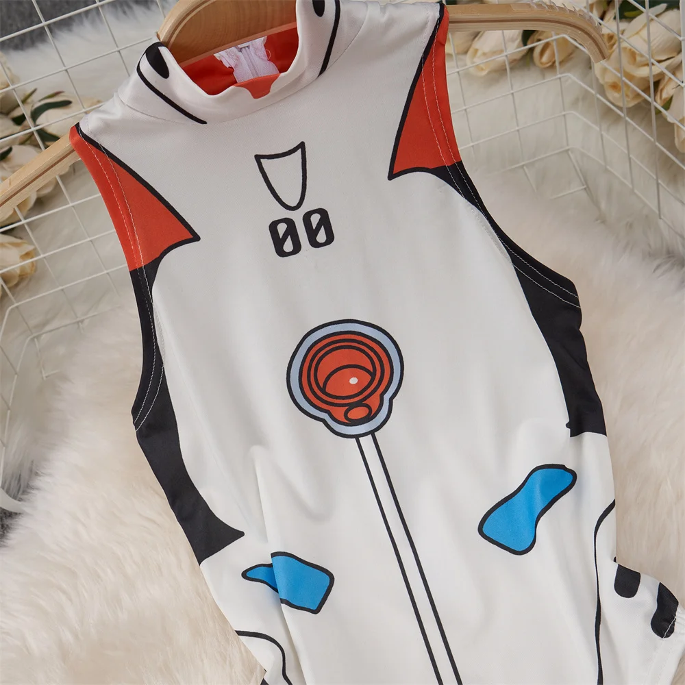 anime Slim Fit Jumpsuit Half High Collar Sleeveless Bodysuit Thin Swimsuit Sweet Cute Pajama Sleepwear