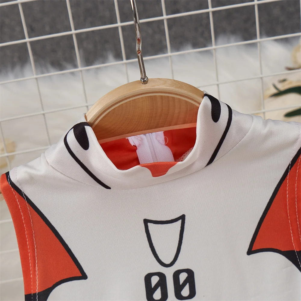 anime Slim Fit Jumpsuit Half High Collar Sleeveless Bodysuit Thin Swimsuit Sweet Cute Pajama Sleepwear