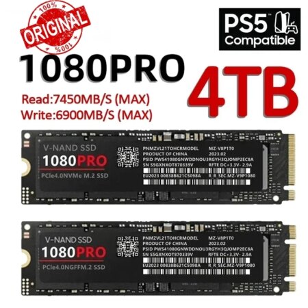 Hard Disk for Xbox PC PS5  PUBG Game 1080PRO SSD M2 2280 PCIe 4.0 NVME NGFF Solid State Drive 14000MB/S Read