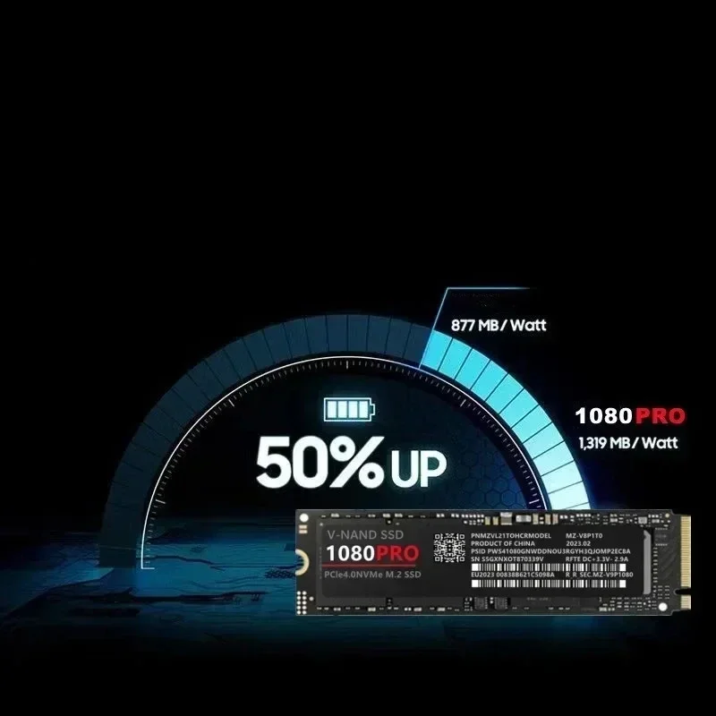 Hard Disk for Xbox PC PS5  PUBG Game 1080PRO SSD M2 2280 PCIe 4.0 NVME NGFF Solid State Drive 14000MB/S Read